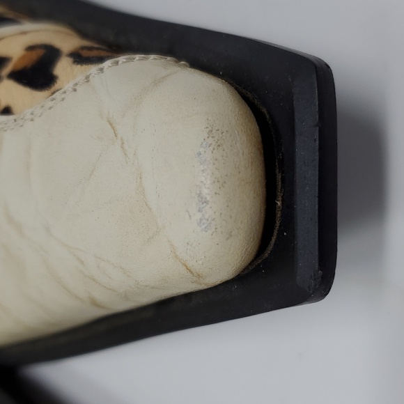 Fiesso Bone Leopard Hair Genuine Leather Loafer Shoes Pointed Toe F18027  Size 8 - Picture 6 of 11